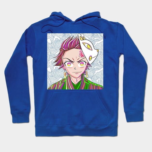 tanjiro kamado the kimetsu no yaiba samurai and demon slayer Hoodie by jorge_lebeau